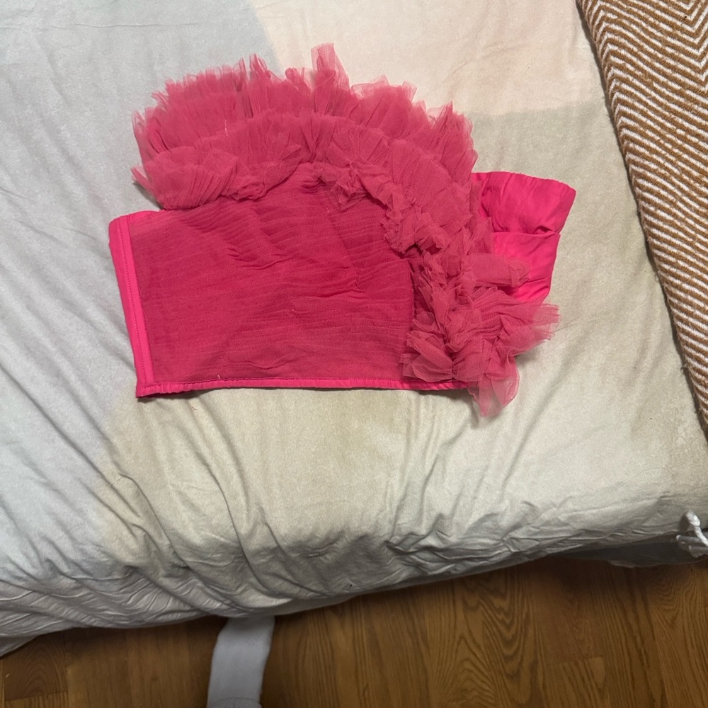 Ranna Gill Pink Ruffled Strapless Top - Picture 2 of 9